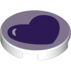 Tile Round 2 x 2 with Bottom Stud Holder with Purple Heart Print