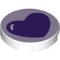 Tile Round 2 x 2 with Bottom Stud Holder with Purple Heart Print