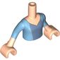Minidoll Torso Girl with Bright Light Blue Dress with Silver Lacework on Medium Blue with Sleeves (Cinderella)