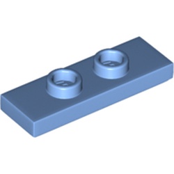 LEGO part PLATE 1X3 W/ 2 KNOBS in Medium Blue
