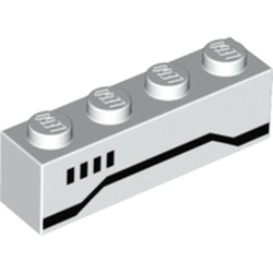 Brick 1 x 4 with 4 Black Squares and Black Stripe (Stormtrooper) Print