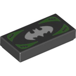 Tile 1 x 2 with Batman Logo Money Voucher Print