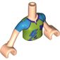 Minidoll Torso Girl with Lime Shirt, Medium Azure Shoulders, with Purple Lines, Pocket, Lightning Bolt
