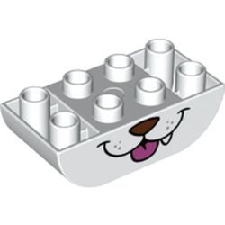 Duplo Brick 2 x 4 Curved Bottom with Dog Nose and Mouth, Tongue, Tooth print