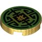 Tile Round 2 x 2 with Bottom Stud Holder with Black Circular Lines on Green Background Print