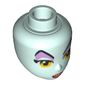 Minidoll Head with Yellow Eyes, Raised Eyebrows, Lavender Eye Shadow, Red Lips, Open Mouth Print (Maleficent)
