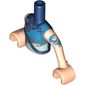 Minidoll Torso Girl with Armored Top with Blue, Silver, and Light Aqua Trim, Water Icon Print, Light Nougat Arms with Hands with Blue Tattoo Print