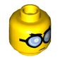 Minifig Head Steve, Dual Sided, Big Round Goggles, Surprised / Frown Print [Hollow Stud]