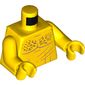 Torso Bare Chest with Muscles Outline and Curly Hair, Slash Marks Print, Yellow Arms and Hands
