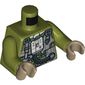 Torso Flight Suit, Light Bluish Gray Chest Plate with White Control Panel with Tube Print (A-Wing Pilot), Olive Green Arms, Dark Tan Hands