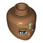 Minidoll Head with Metallic Blue Eyes, Pink Lips, Gold and Metallic Blue Elves Tribal Print (Lumia)