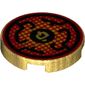 Tile Round 2 x 2 with Bottom Stud Holder with Black Circular Lines on Red Background Print