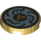 Tile Round 2 x 2 with Bottom Stud Holder with Black Circular Lines on Light Bluish Gray Background with Dark Azure Dots Print
