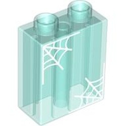 Duplo Brick 1 x 2 x 2 with Spider Webs print