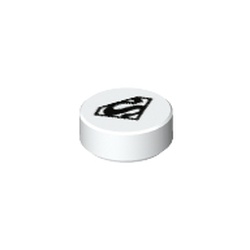 Tile Round 1 x 1 with Black Superman Logo