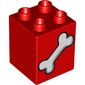 Duplo Brick 2 x 2 x 2 with Dog Bone Print