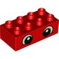 Duplo Brick 2 x 4 with Two Green/White Eyes Print