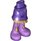 Minidoll Hips and Asymmetrical Layered Skirt with Gold Ruffle, Long Medium Lavender Boots with Gold Wings and Dark Purple Soles Print