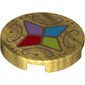 Tile Round 2 x 2 with Bottom Stud Holder with Four Crystals Print