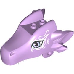 Creature Body Part, Dragon Head Upper Jaw with 2 Studs on Top and Lavender Eyes and Swirls Print
