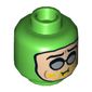 Minifig Head Condiment King, Dual Sided, Silver Glasses, Eating / Angry Teeth Print [Hollow Stud]