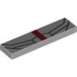 Tile 1 x 4 with Vertical Red Stripe and Dark Bluish Gray Thin Lines Print