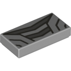 Tile 1 x 2 with Dark Bluish Gray Thick and Thin Lines Print