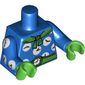Torso Jumpsuit with Clocks, Green Scarf, Green Belt Print, Blue Arms with Clocks Print, Bright Green Hands