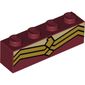 Brick 1 x 4 with Gold Double Angular Lines Print