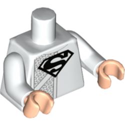 Torso Robe with Black Superman Logo Print, White Arms, Light Nougat Hands