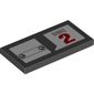 Tile 2 x 4 with White Squares in Black Circles and Red Number 2 Print