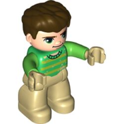 Duplo Figure with Thick Hair Combed Forward, with Lime/Green Shirt (Sandman)