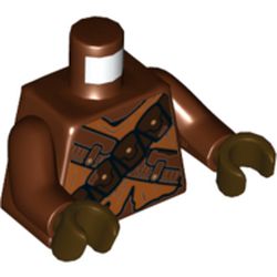 Torso Robe, Dark Brown Crossed Belts with Pouches and Torn Cloth Print (Jawa), Reddish Brown Arms, Dark Brown Hands