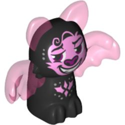 Creature, Shadow Bat Elves, Black Body, Trans-Dark Pink Wings and Ears with Dark Pink Eyes and Nose, Lavender Markings Print (Phyll)