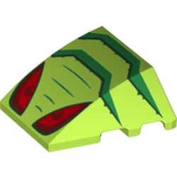 Wedge Curved 4 x 3 No Studs with Red Eyes and Green Stripes Print