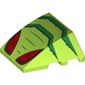 Wedge Curved 4 x 3 No Studs with Red Eyes and Green Stripes Print
