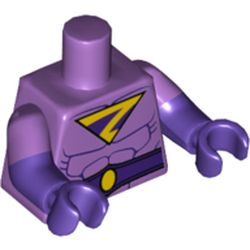 Torso, Dual Molded Arms, Muscles, Wonder Twin Zan Logo Print, Medium Lavender Sleeves Pattern, Dark Purple Arms and Hands