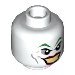 Minifig Head Joker, Green Eyebrows, Red Lips, Wide Smile / Disgusted Print