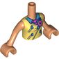 Minidoll Torso Girl with Bright Light Yellow Vest, Tie, Flower, Blue Shirt, Nougat Arms