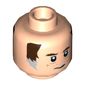 Minifig Head Wuher, Brown Eyebrows, Brown and Gray Sideburns, Stubble, Age Lines, Mouth Closed / Open Print