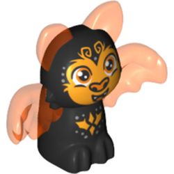 Creature, Shadow Bat Elves, Black Body, Trans-Red Wings and Ears with Bright Light Orange Eyes and Nose, Orange Markings Print (Hippo)