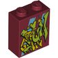 Brick 1 x 2 x 2 with Inside Stud Holder with Graffiti Tag print