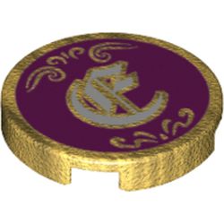 Tile Round 2 x 2 with Bottom Stud Holder with White Character on Magenta Background Print