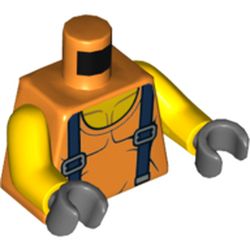 Torso Vest, Top of Bare Chest, Blue Suspenders Print, Yellow Arms, Dark Bluish Gray Hands