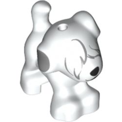 Animal, Dog, Small Standing with Fur Over Eyes, Black Nose, Open Mouth, and Light Bluish Gray Ears Print