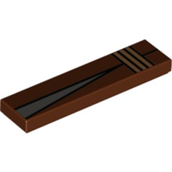 Tile 1 x 4 with Tan Stripes, Dark Bluish Gray Triangle, Thick Black Outlines Print (Rey)