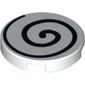 Tile Round 2 x 2 with Black Spiral Print