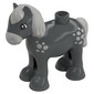 Duplo Animal Horse/Foal with Small Light Bluish Gray Spots, Mane & Tail Print