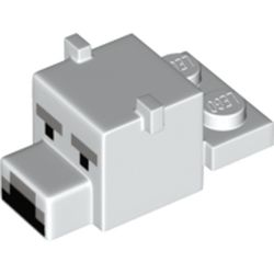 Animal Body Part, Bear Head 1 x 2 with Cube Polar Bear with Pixelated Face Print