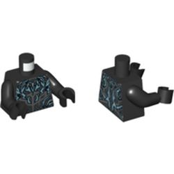 Torso Armor with Tooth Necklace and Metallic Blue Lines Print (Black Panther), Black Arms and Hands